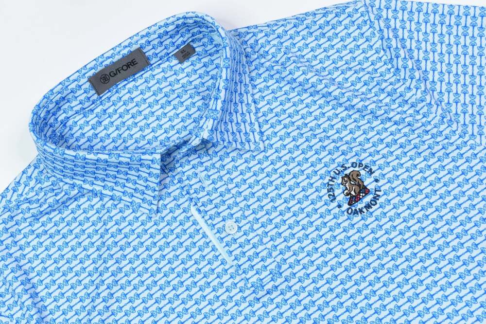 G/Fore G-Link Polo Shirt Mens XL Blue Short Sleeve Stretch Oakmont USA Open